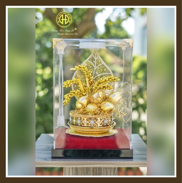 Tráp Trầu Cau Lúa 5 Quả Hộp Cao 30