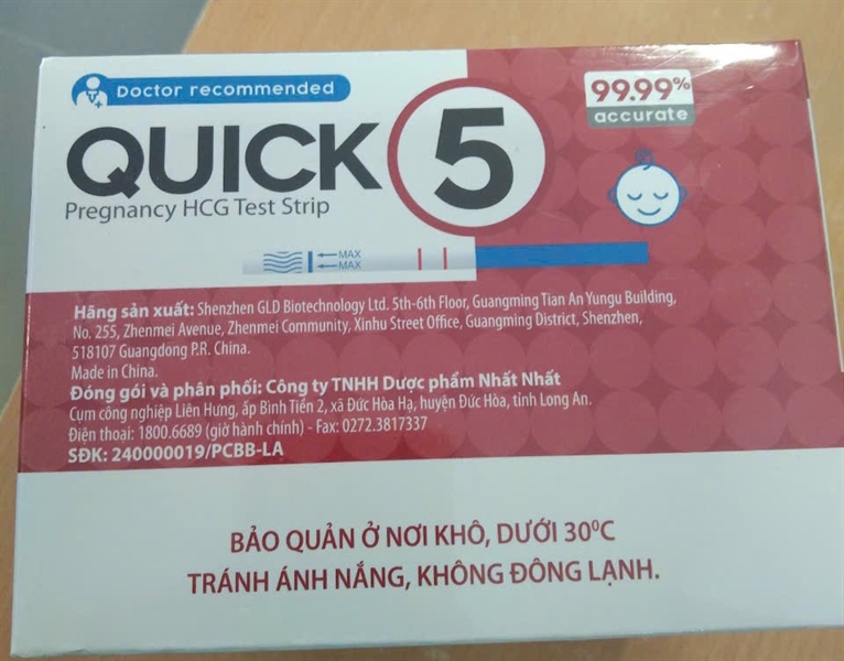 (KHÔNG XUẤT)Que thử thai Quick 5 (Hộp 12 test) - Nhất Nhất