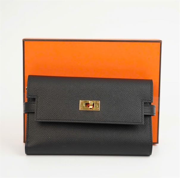 Ví Hermes Kelly đen lửng ( HC) +