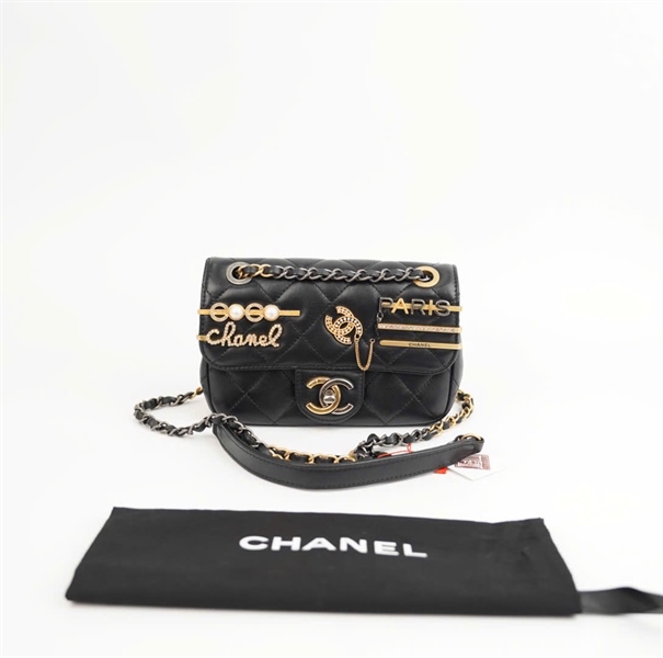Túi Chanel đen đính cườm sz mini (ECH5G903) ( HC) +