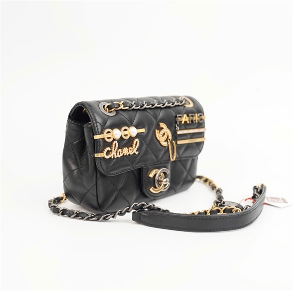 Túi Chanel đen đính cườm sz mini (ECH5G903) ( HC) +