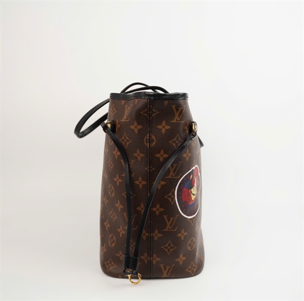 Túi LV hoa nâu lòng đỏ in hình kèm ví sz32 (HC) +