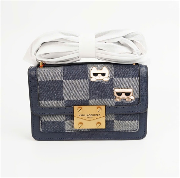 Túi Karl Lagerfeld ô vuông xanh xám SZ18 (PN) +