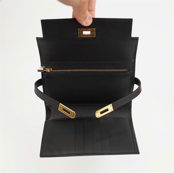 Ví Hermes Kelly đen lửng ( HC) +