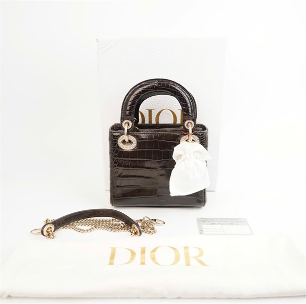Túi Dior Lady vân đen (02-MA-0158) sz mini ( HC) +
