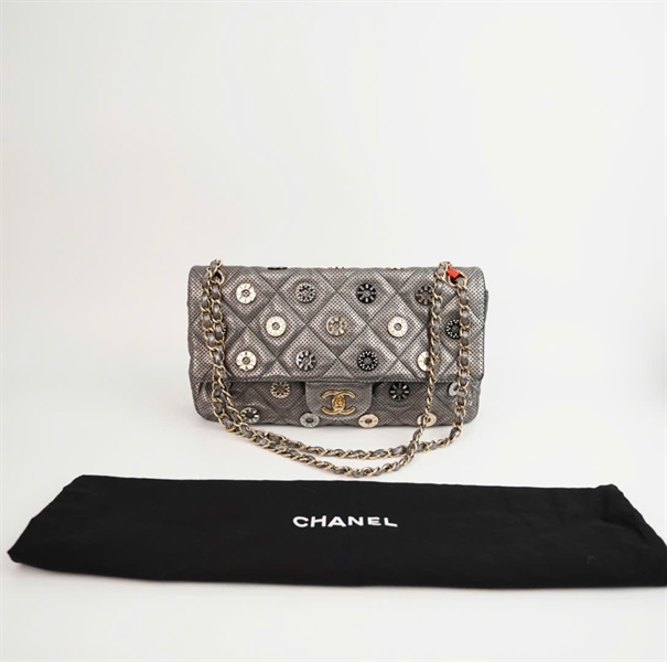 Túi Chanel Charm đồng xu màu xám sz28 ( HC) +