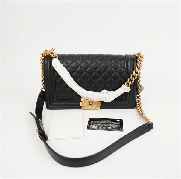 Túi Chanel Boy vân đen ( 29791445) sz24 ( LHT) +