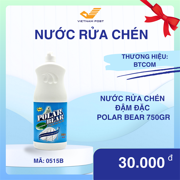 Nước rửa chén đậm đặc Polar Bear 750g (18Chai/Thùng) (New)