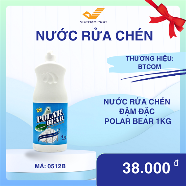 Nước rửa chén đậm đặc Polar Bear 1Kg (12Chai/Thùng)