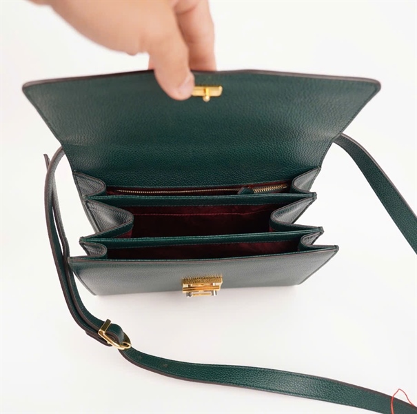 Túi GG xanh rêu khóa vàng size 24 (BMC) +