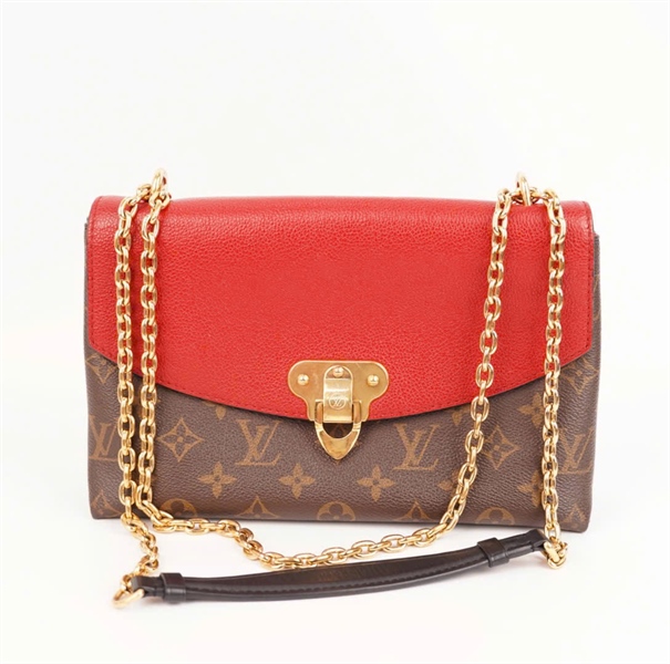 Túi LV Pallas nắp đỏ nền hoa nâu size 26 (BMC) +