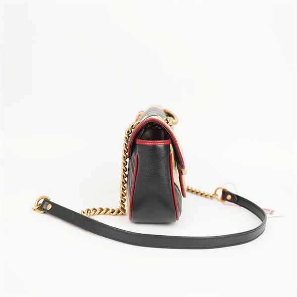 Túi GG marmont nude phối đen viền đỏ sz20 (BMC) +