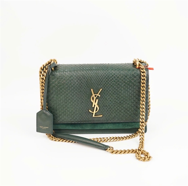 Túi YSL da trăn màu xanh rêu (AB442906.1216) sz 22 (BMC) +