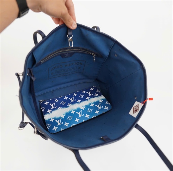 Túi LV neverfull xanh dương kèm ví size 30 (BMC) +