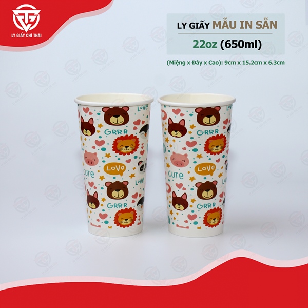 Ly Giấy In Sẵn 22oz (650ml) - GẤU