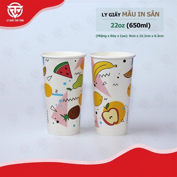 Ly Giấy In Sẵn 22oz (650ml) - TRÁI CÂY 22OZ