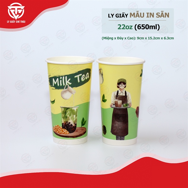 Ly Giấy In Sẵn 22oz (650ml) - MILK TEA