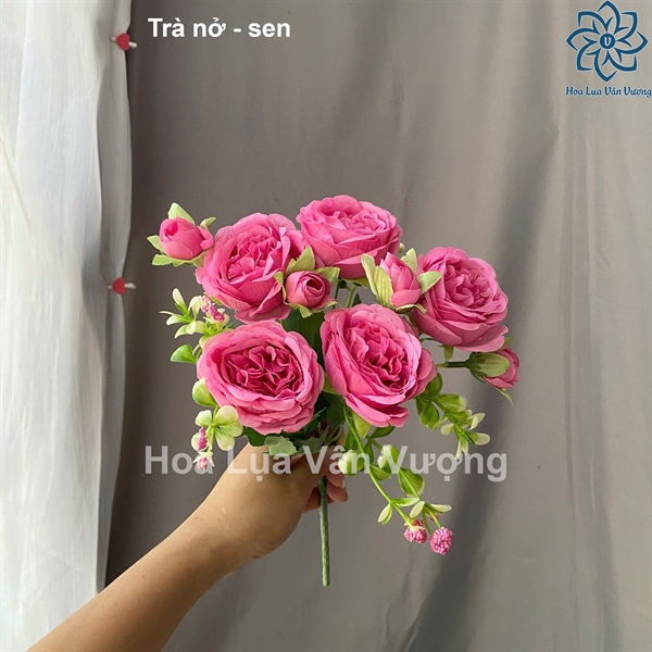 Trà nở - sen - Hoa cành ngắn - Hoa Lụa Vân Vượng