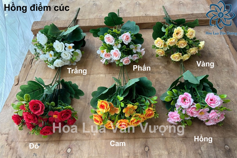 Hồng điểm cúc - Hoa cành ngắn - Hoa Lụa Vân Vượng