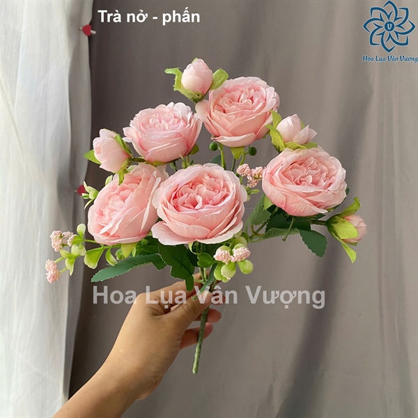 Trà nở - phấn - Hoa cành ngắn - Hoa Lụa Vân Vượng