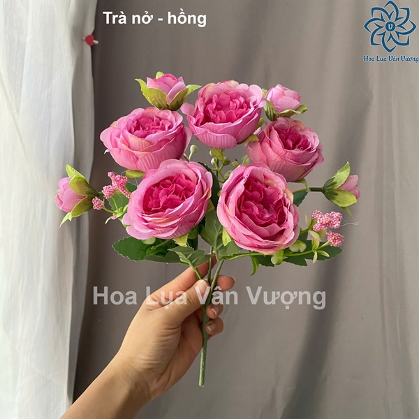 Trà nở - hồng - Hoa cành ngắn - Hoa Lụa Vân Vượng