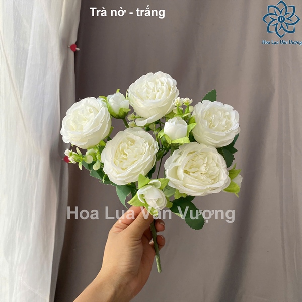 Trà nở - trắng - Hoa cành ngắn - Hoa Lụa Vân Vượng
