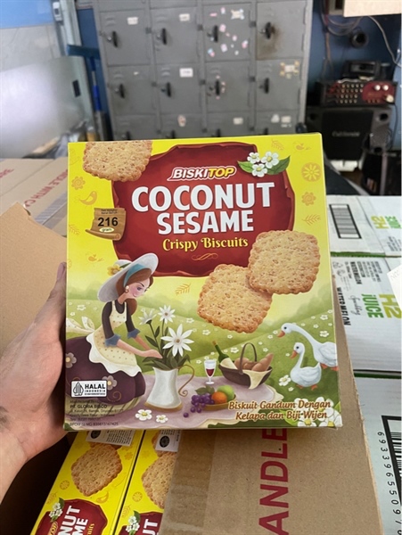 Bánh quy giòn hạt mè biskitop dừa 216G