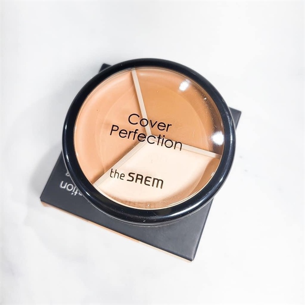 Bảng triệt sắc Che Khuyết Điểm 3 Ô Đa Năng The Saem Cover Perfection Triple Pot (02 CONTOUR BEIGE, Phù hợp tông da tự nhiên)