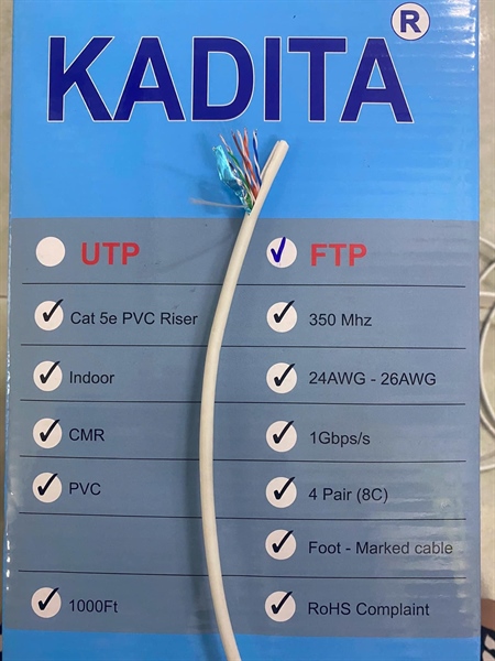 Cáp mạng Kadita Cat5 8 lõi Đồng lẻ tính Mét