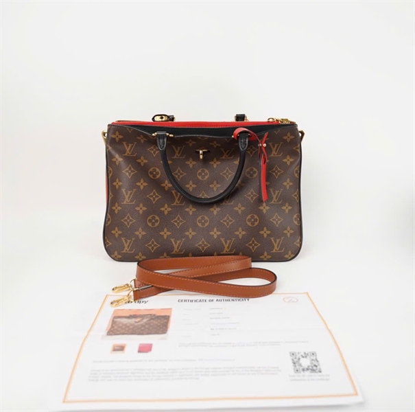 Túi LV hoa nâu phối đỏ kèm ổ + chìa sz 30cm (HC)+