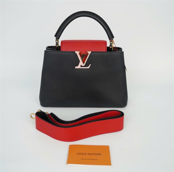 Túi LV capu nắp đỏ nền đen size 26 +