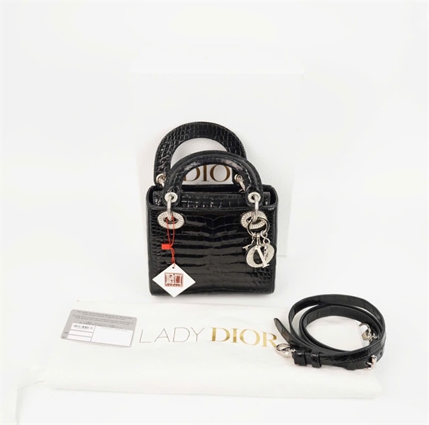 Túi Dior Lady da trăn đen sz mini (HC) +