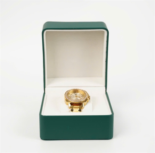 Đồng Hồ Coach mặt tròn đính đá dây vàng KG+