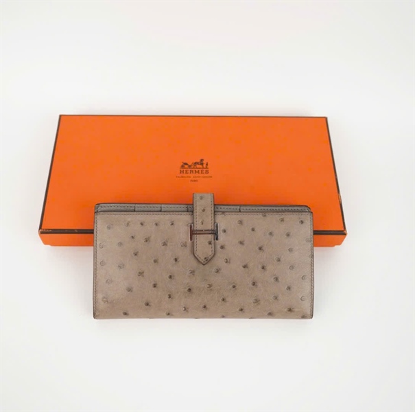 Ví Hermes đa đà điểu gập 2 màu xám ( HC) +