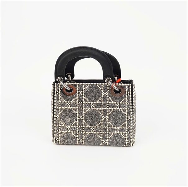 Túi Dior Lady đen trắng đính cướm szmini (HC) +