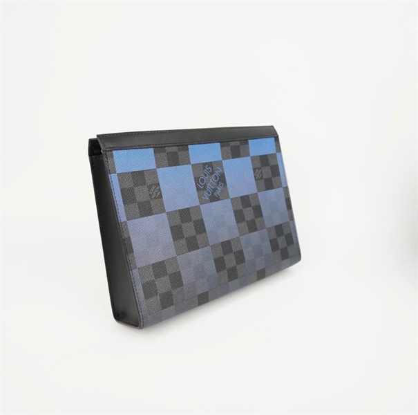 Túi LV Clutch ô vuông xanh đen sz27 +