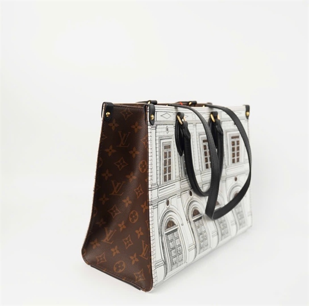 Túi LV onthego họa tiết lâu đài lòng hoa nâu size 34 +
