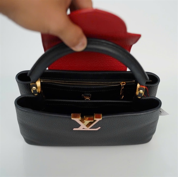 Túi LV capu nắp đỏ nền đen size 26 +