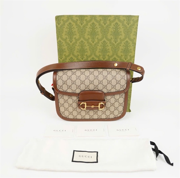 Túi GG 1955 màu xám viền nâu size 25 (Hthom) +