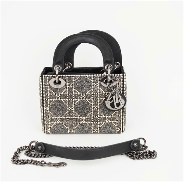 Túi Dior Lady đen trắng đính cướm szmini (HC) +