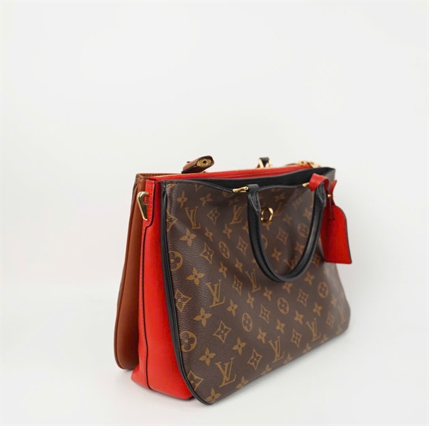 Túi LV hoa nâu phối đỏ kèm ổ + chìa sz 30cm (HC)+