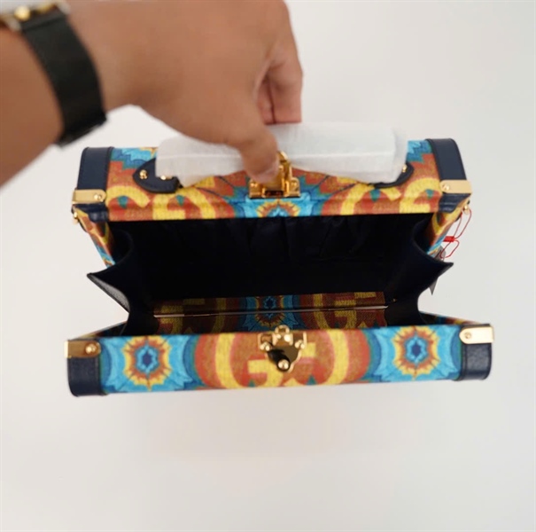 Túi GG hoạ tiết vàng viền xanh sz27 (HC) +