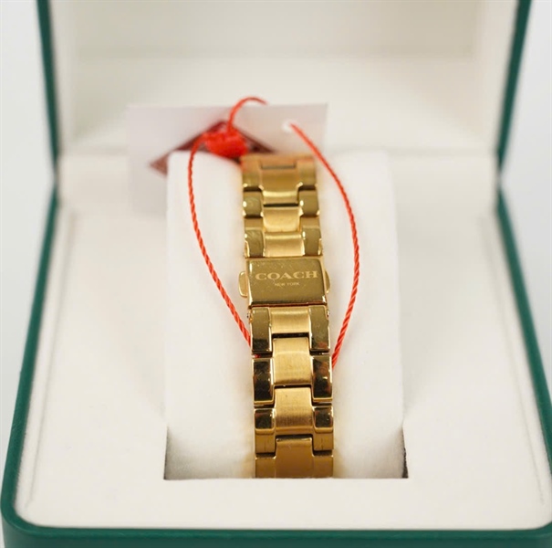 Đồng Hồ Coach mặt tròn đính đá dây vàng KG+