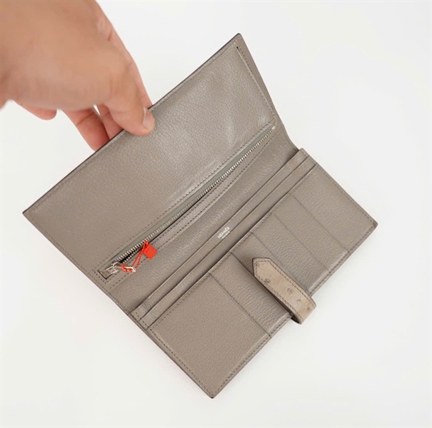 Ví Hermes đa đà điểu gập 2 màu xám ( HC) +