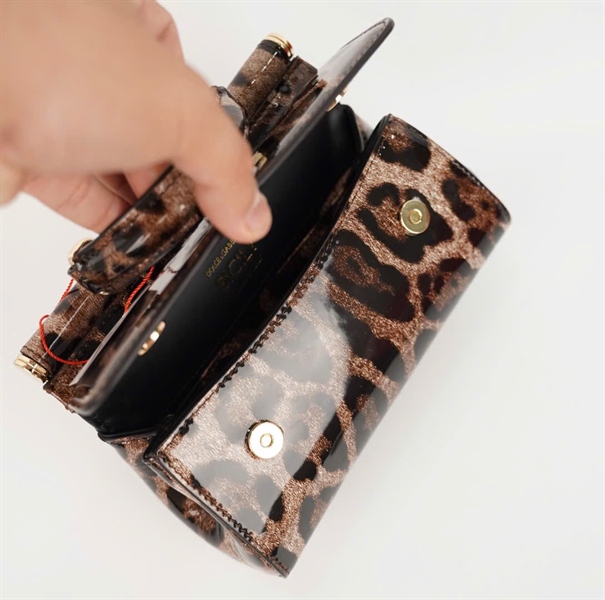 Túi D&G da báo bóng sz 18cm KG+