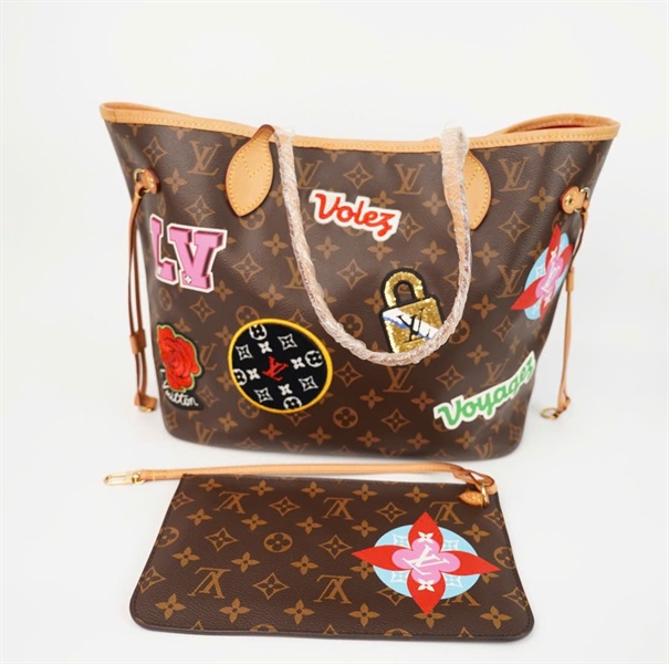 Túi LV Neverfull hoa nâu kèm ví sz34 ( HC) +