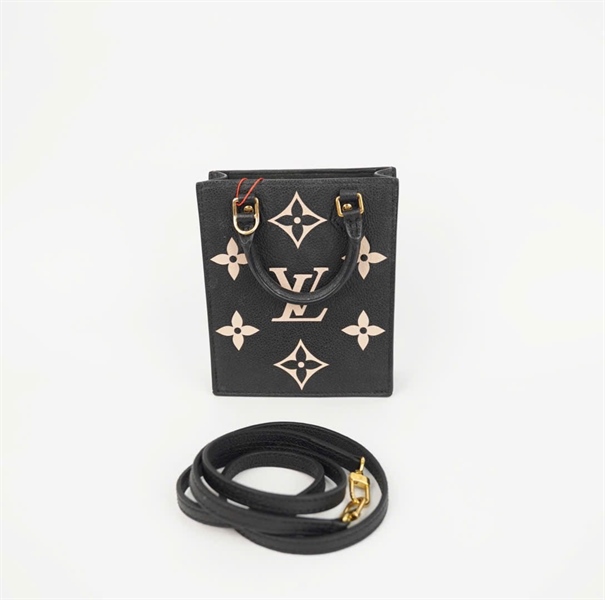 Túi LV tote nền đen hoa trắng size 14 (Manly) KG+