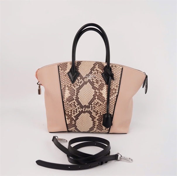 Túi LV da trăn hồng quai đen size 26 (BMC) +