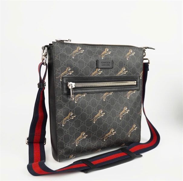 Túi GG đen họa tiết Tiger dây xanh đỏ sz25 (KG) +