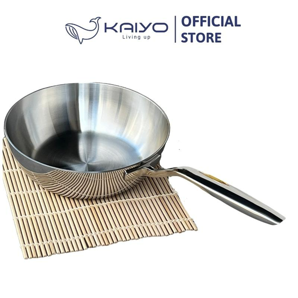 KAIYO - Chảo đúc inox 3 lớp đáy liền sâu lòng Tri-Ply size 24cm